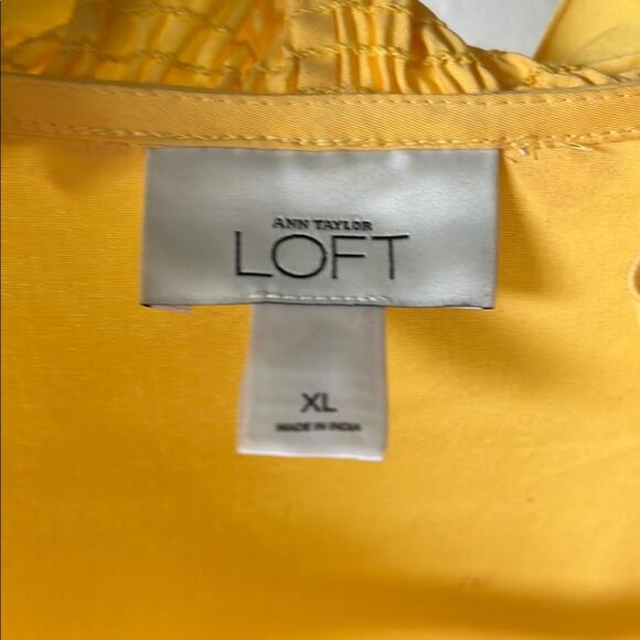 LOFT Women's Yellow Long Sleeve Ruffle Top - Picture 2 of 7